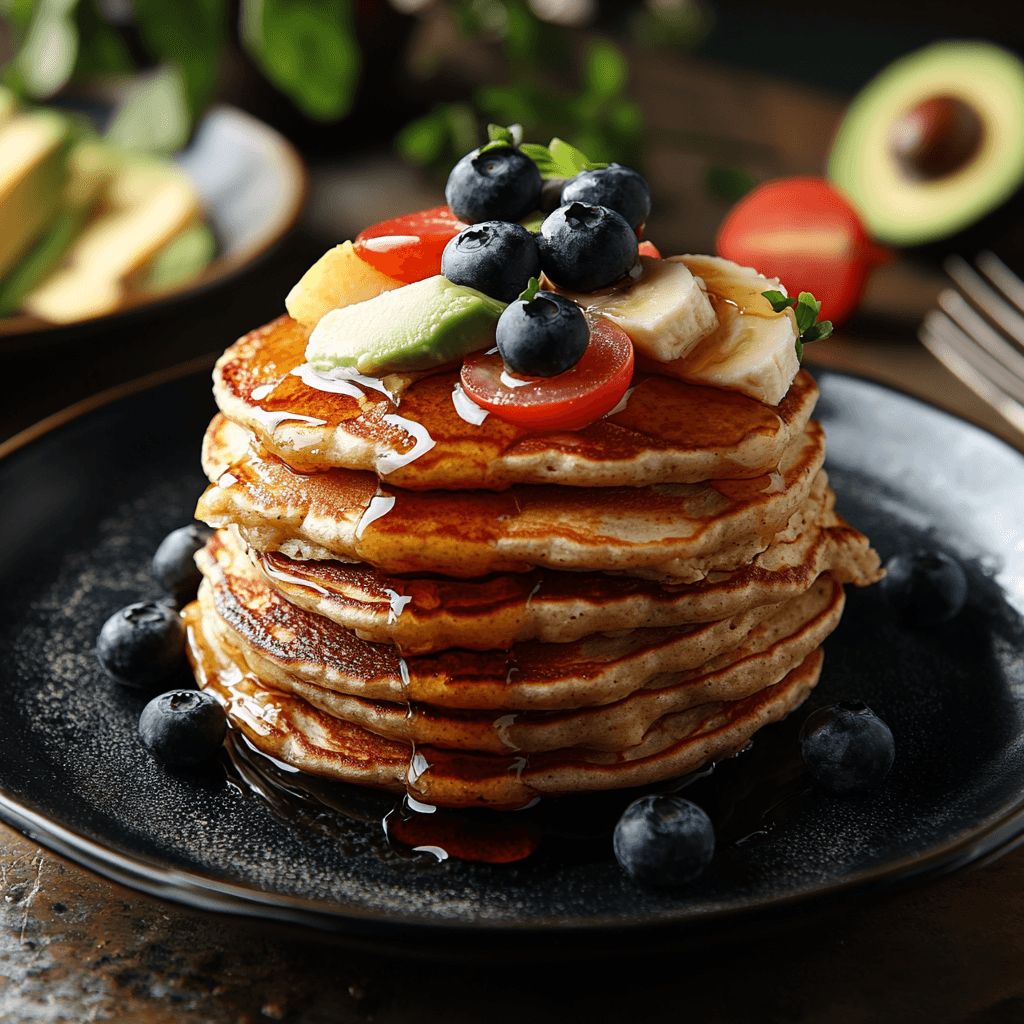 Charming Breakfast Oat Pancakes with Fruit and Cheddar Delight