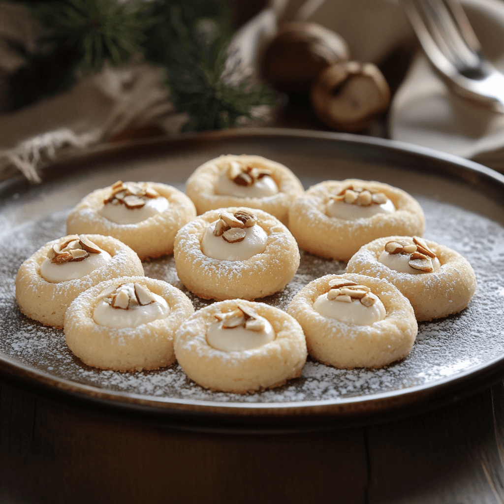 Decadent Almond Cream Cheese Thumbprint Cookies