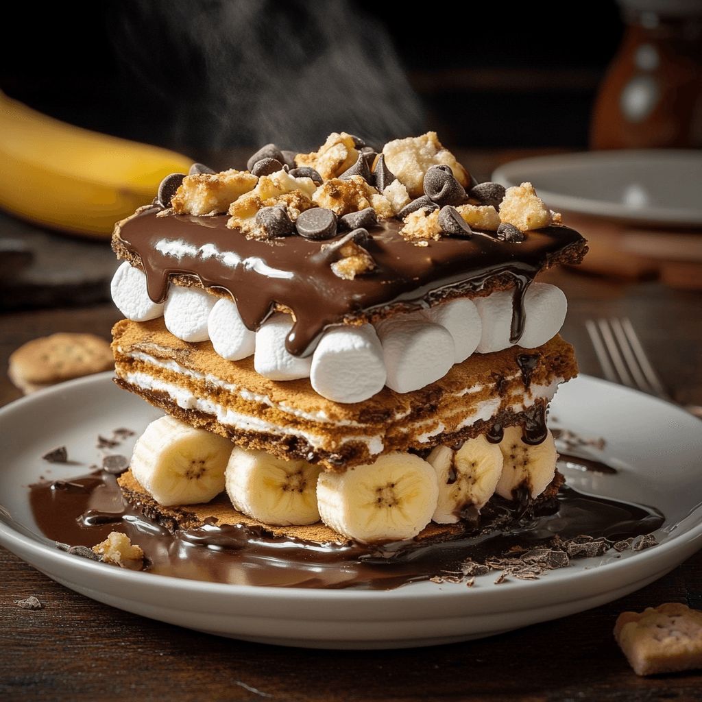 Decadent Microwave Chocolate Banana S’mores