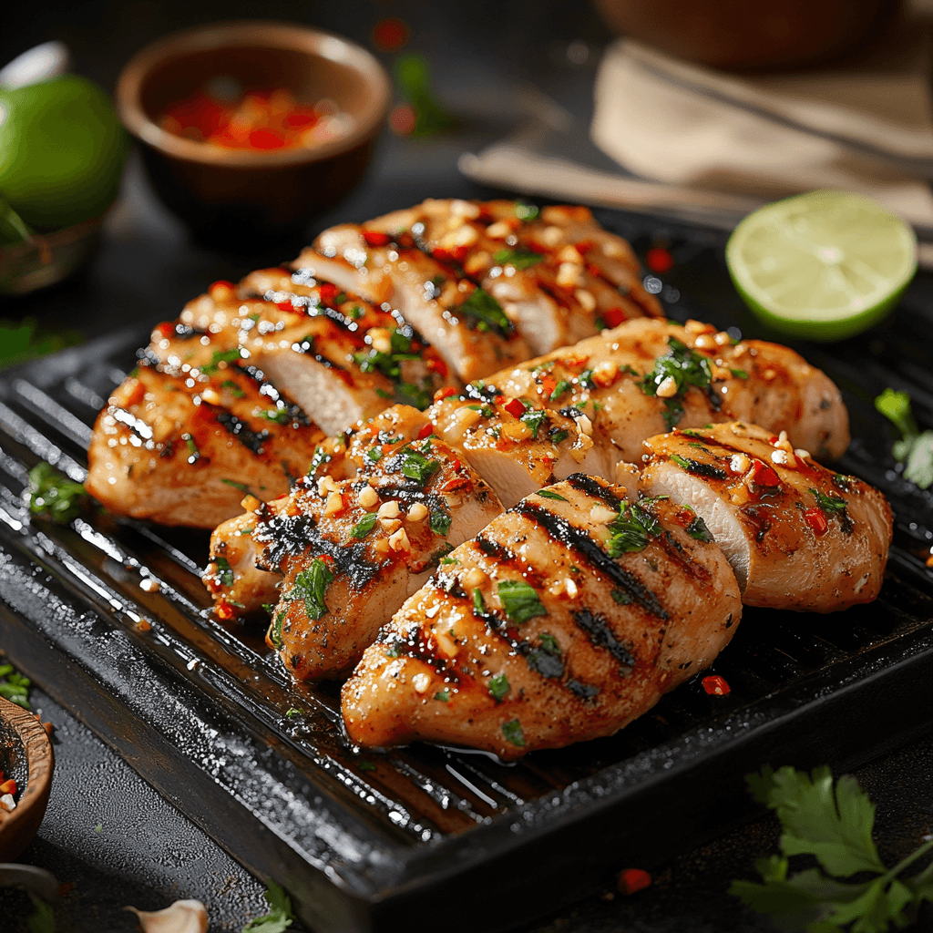 Grilled Lemongrass and Ginger Chicken on Charcoal Grill