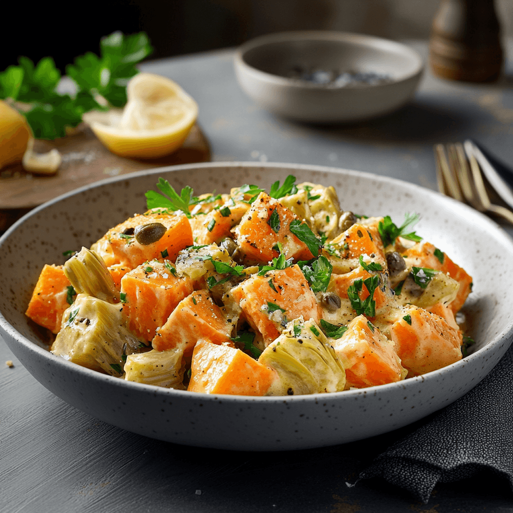 Luxurious Stove-Top Sweet Potato and Artichoke Salad
