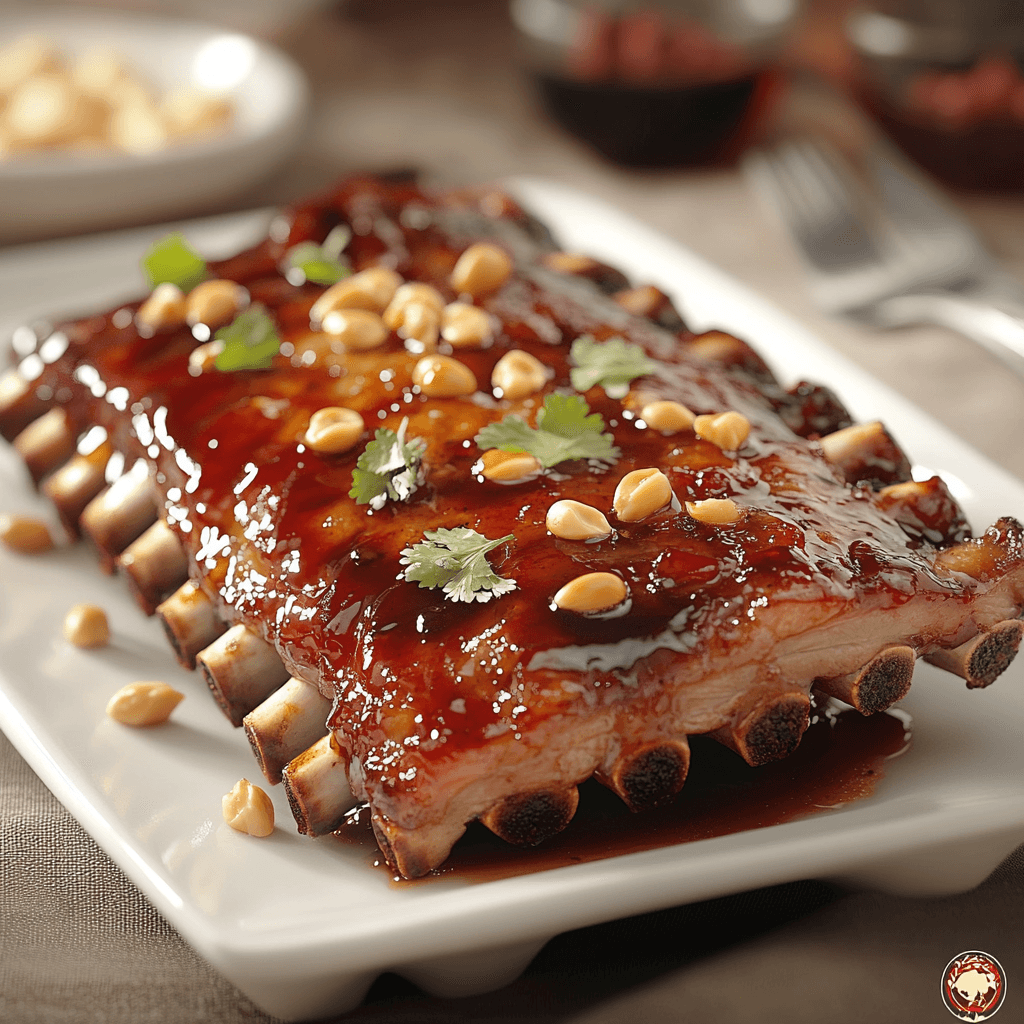 Oven-Roasted Asian-Style Pork Ribs with Spicy Peanut Glaze
