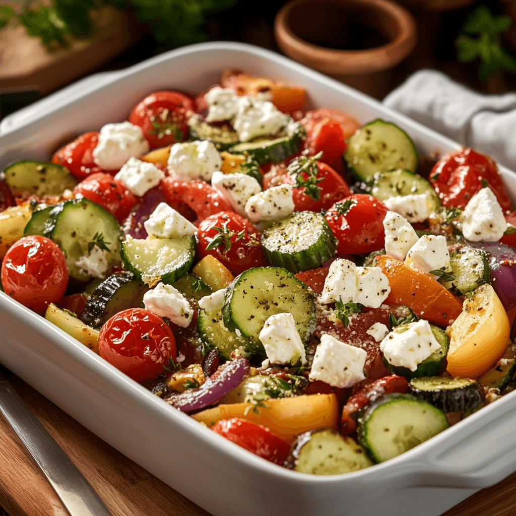 Oven-Roasted Mediterranean Veggie Medley with Feta