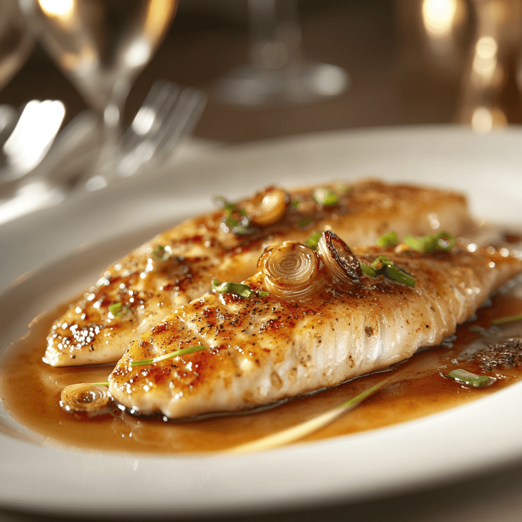 Oven-Roasted Sole and Flounder with Shallot Wine Reduction