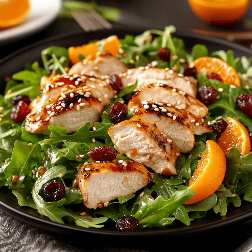 Refreshing Arugula Citrus Chicken Salad with Sesame Yogurt Dressing