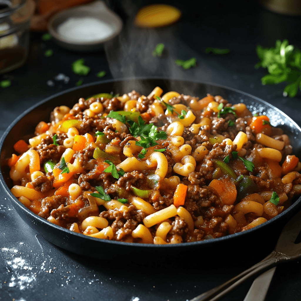 Savory Beef and Macaroni Skillet