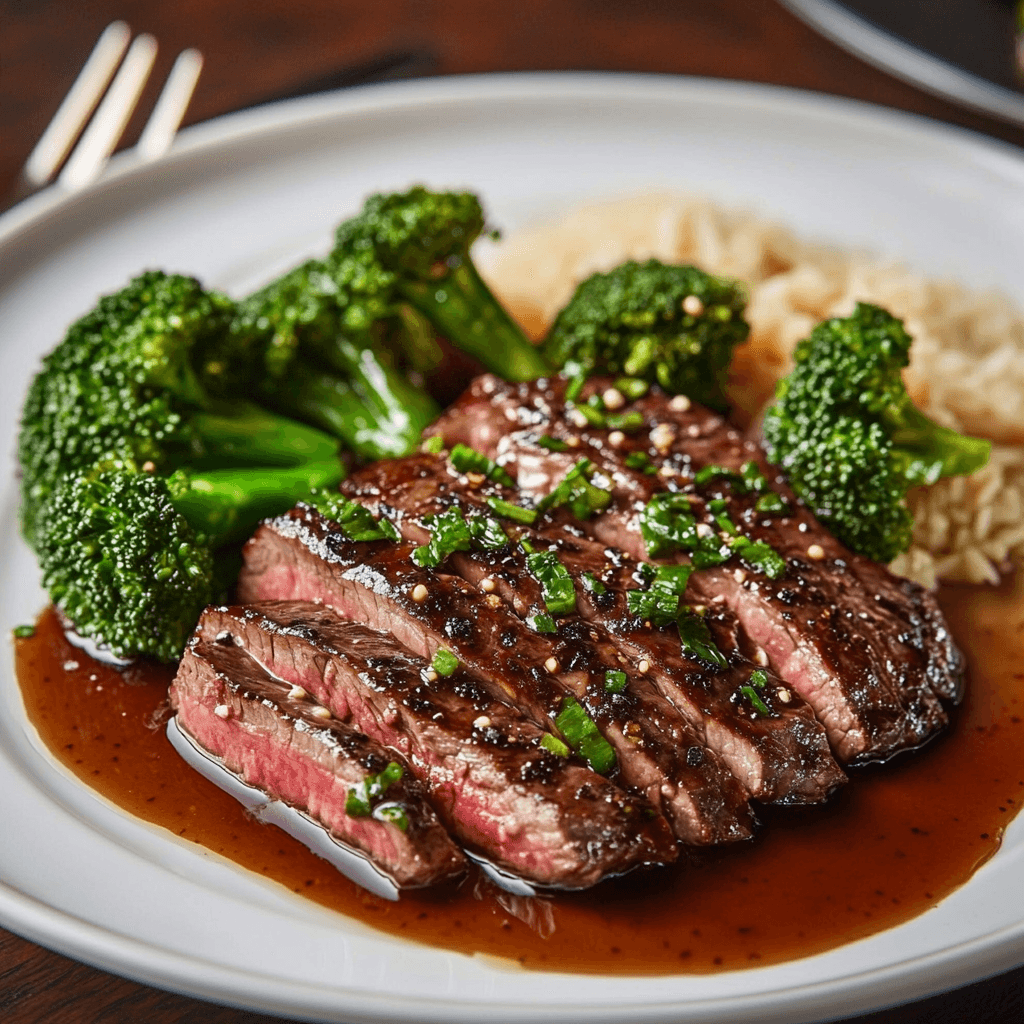 Slow-Cooked Ginger Soy Flank Steak with Broccoli