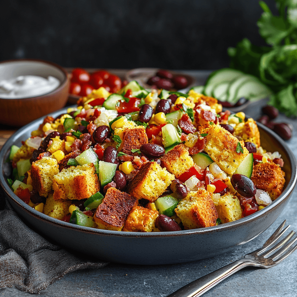 Southern Skillet Cornbread and Bean Salad Delight