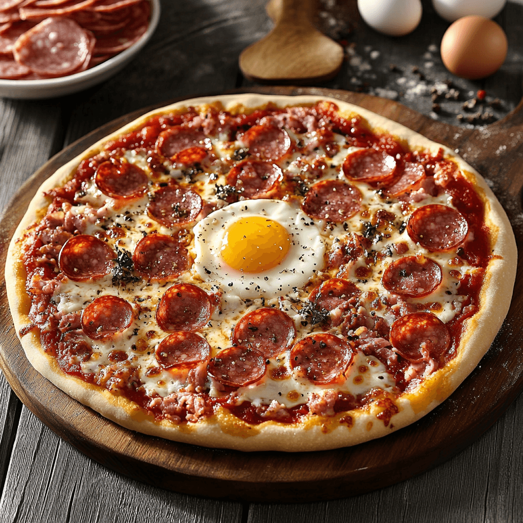 Ultimate Gourmet Meat Lover’s Pizza with Egg Topping
