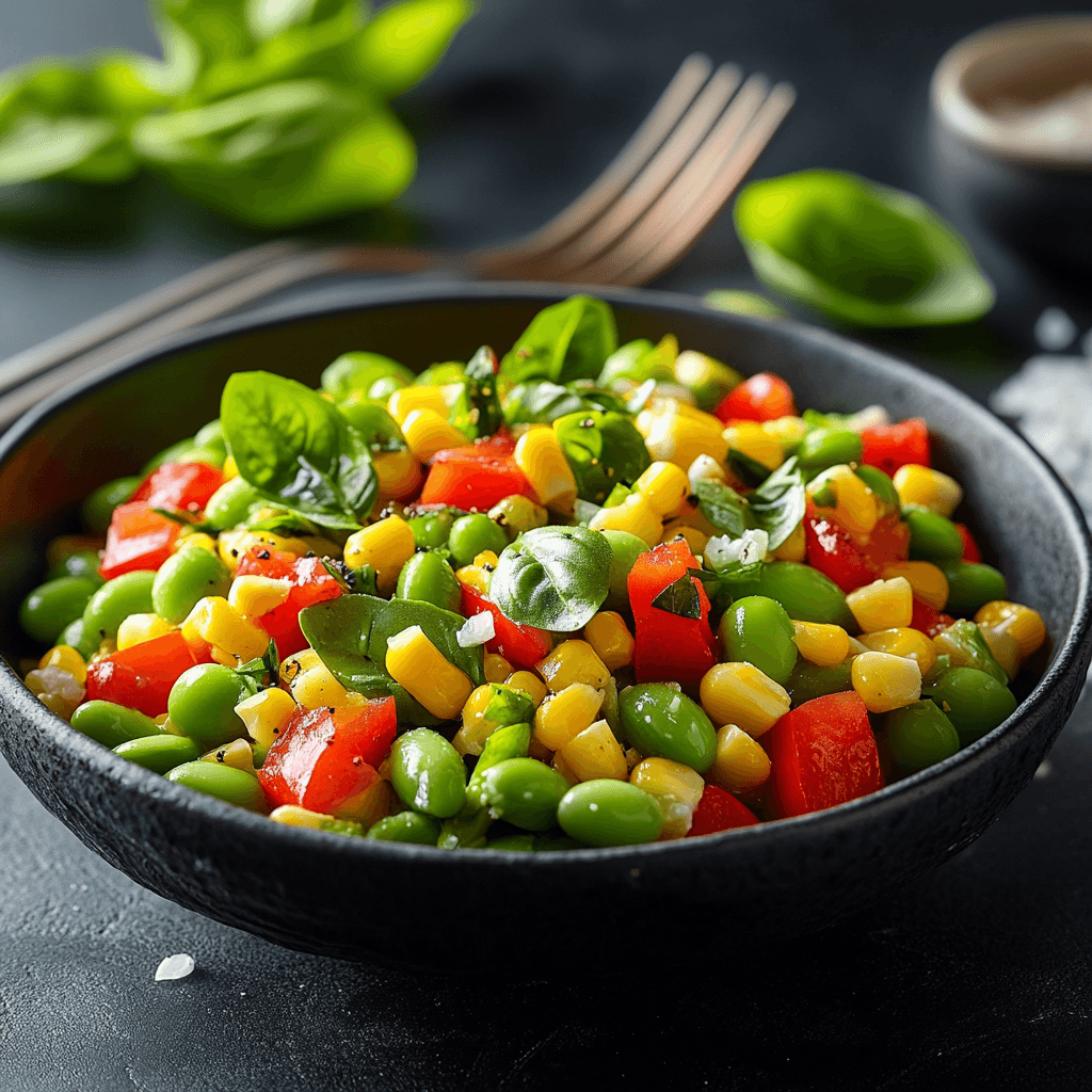Vibrant Edamame and Corn Salad with Basil Vinaigrette