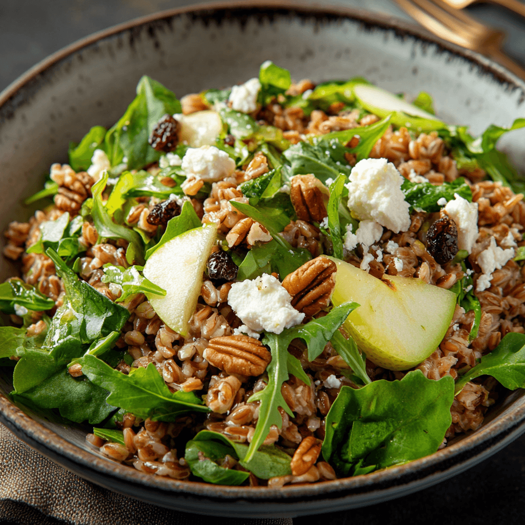Vibrant Farro and Goat Cheese Salad with Lemon Dijon Vinaigrette