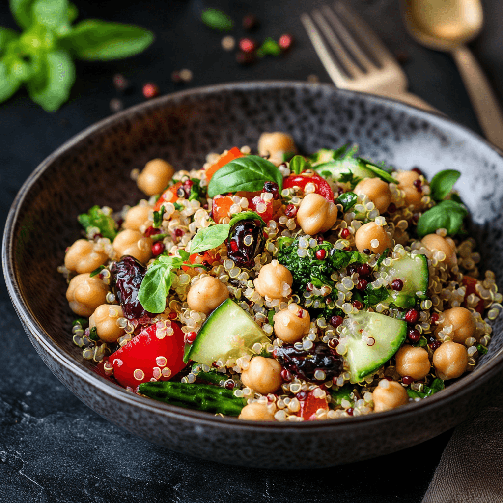 Vibrant Quinoa & Chickpea Salad with Herb-Infused Dressing