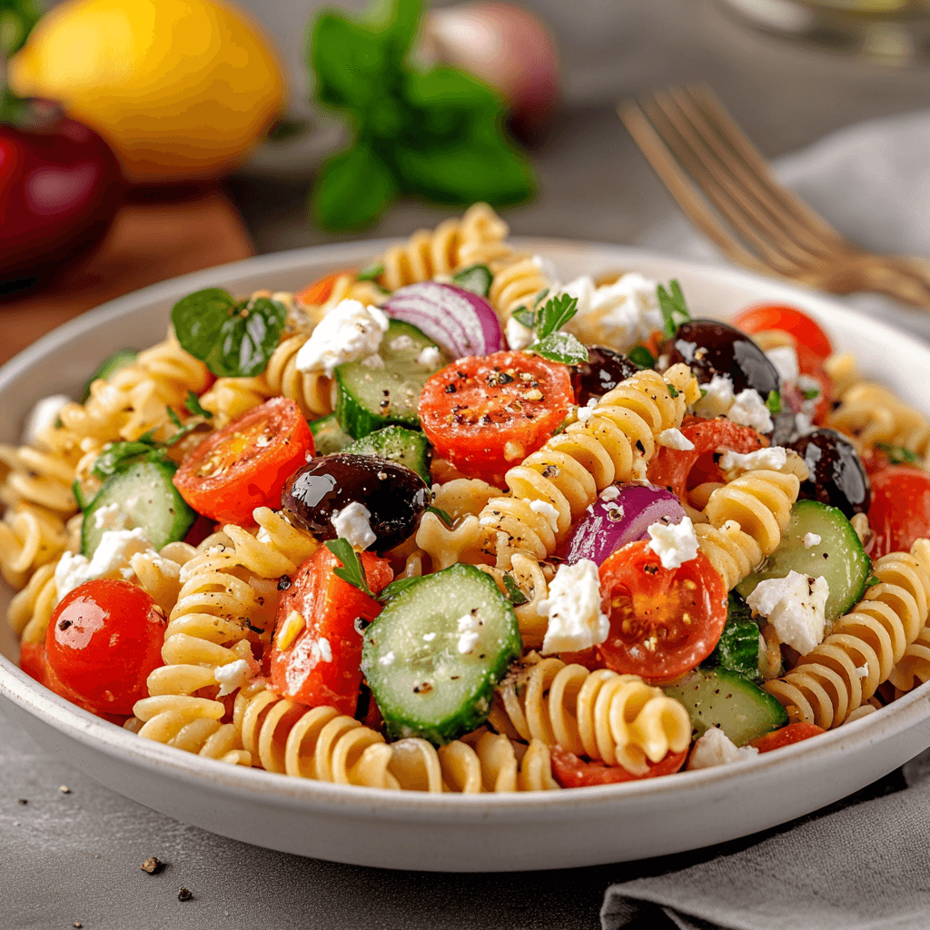 Zesty Mediterranean Rotini Salad