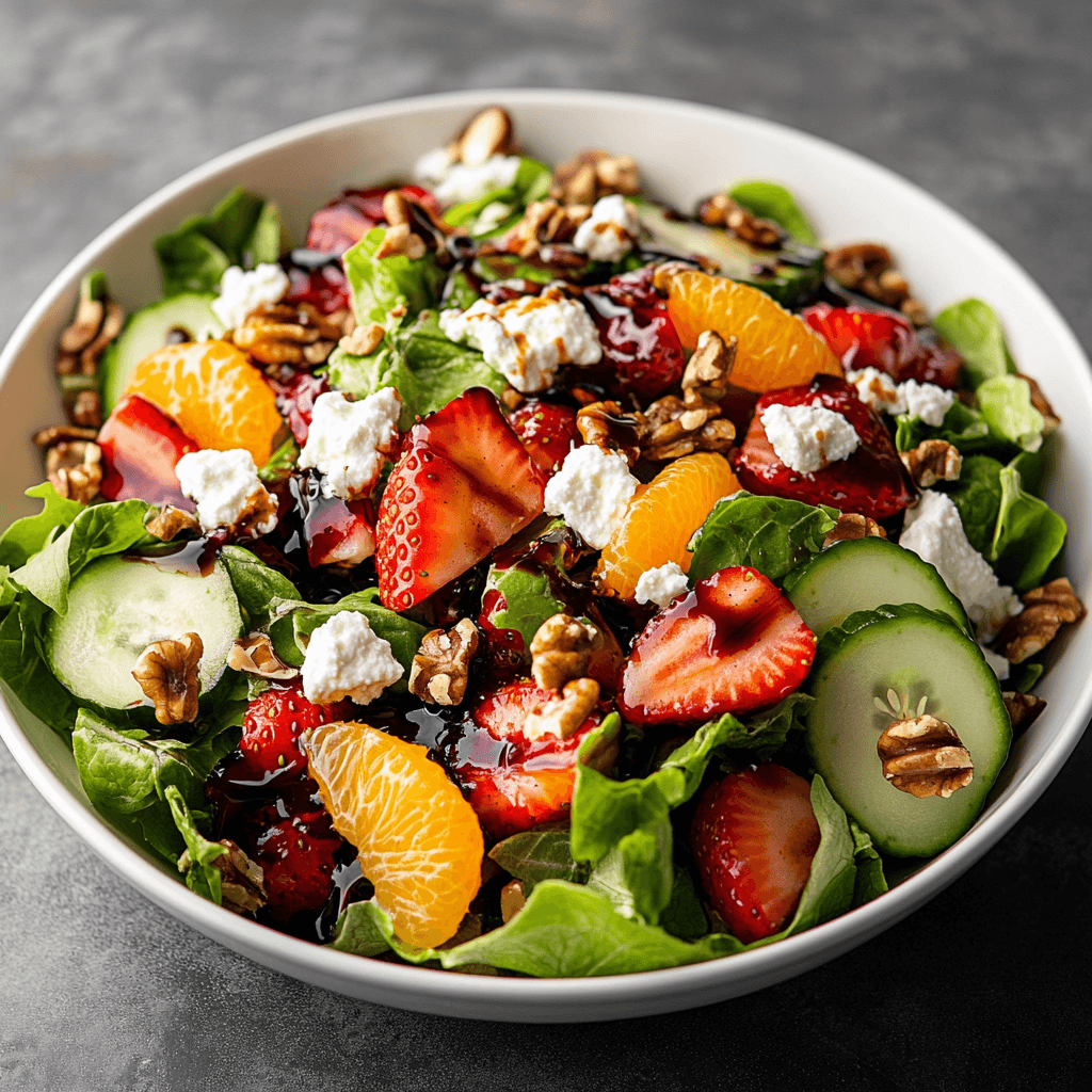 Zesty Strawberry and Goat Cheese Salad with Balsamic Walnut Glaze