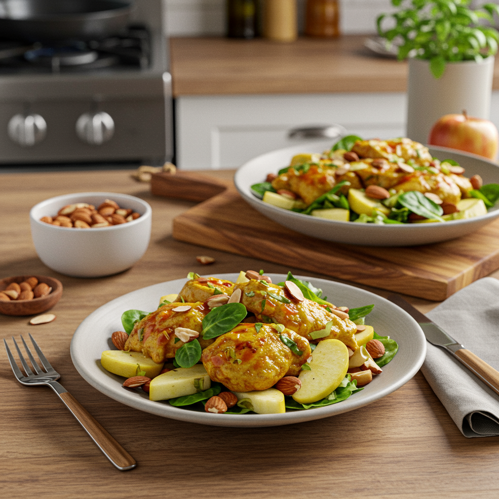 Curry Chicken and Apple Salad with Toasted Almonds