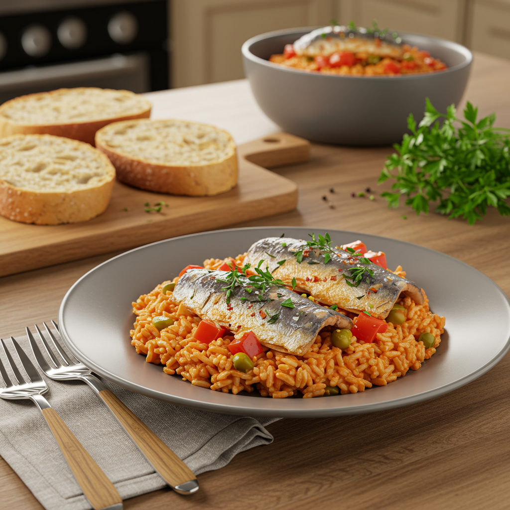 Savory Sardine Medley over Tomato Sofrito Rice