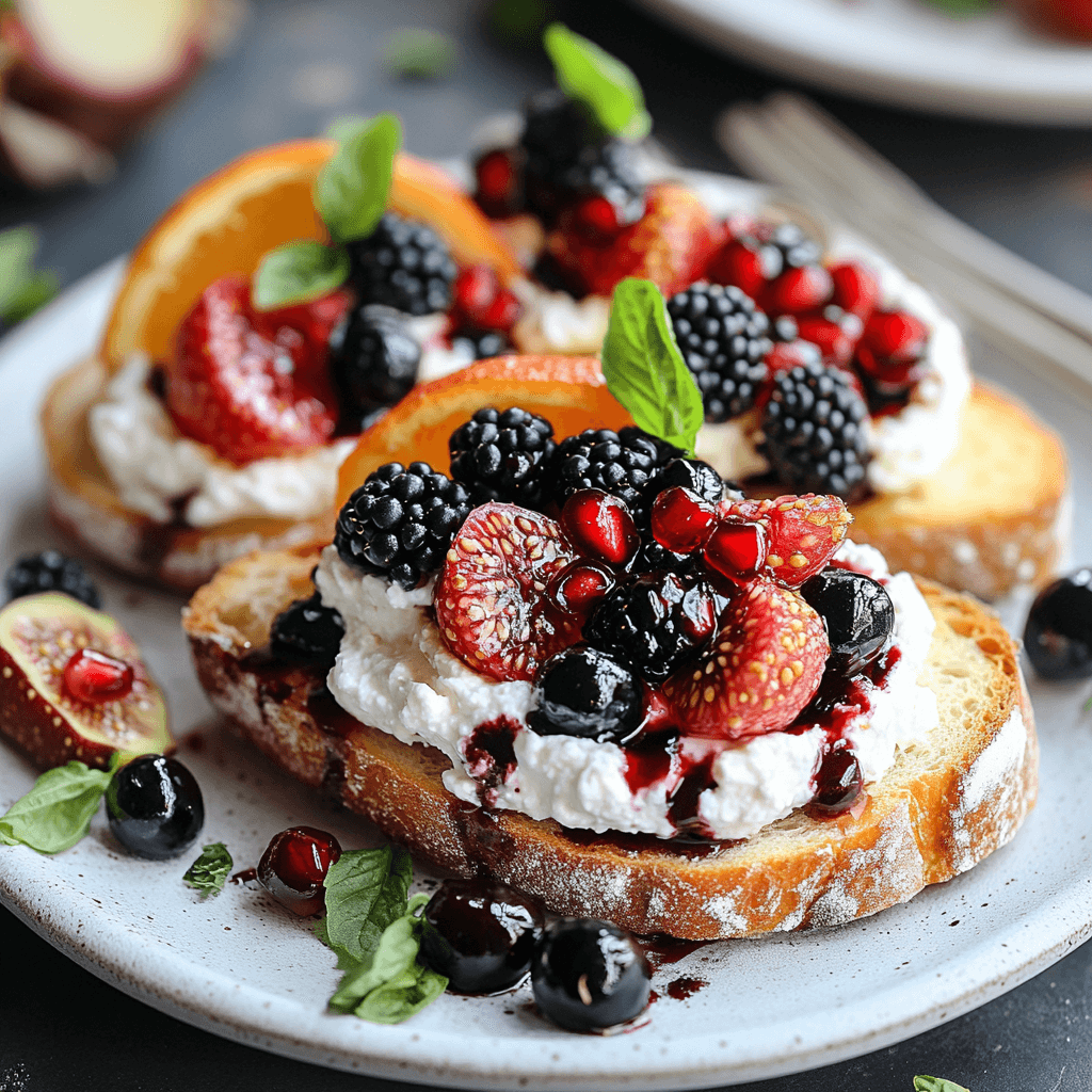 Berry & Citrus Ricotta Crostini with Balsamic Drizzle
