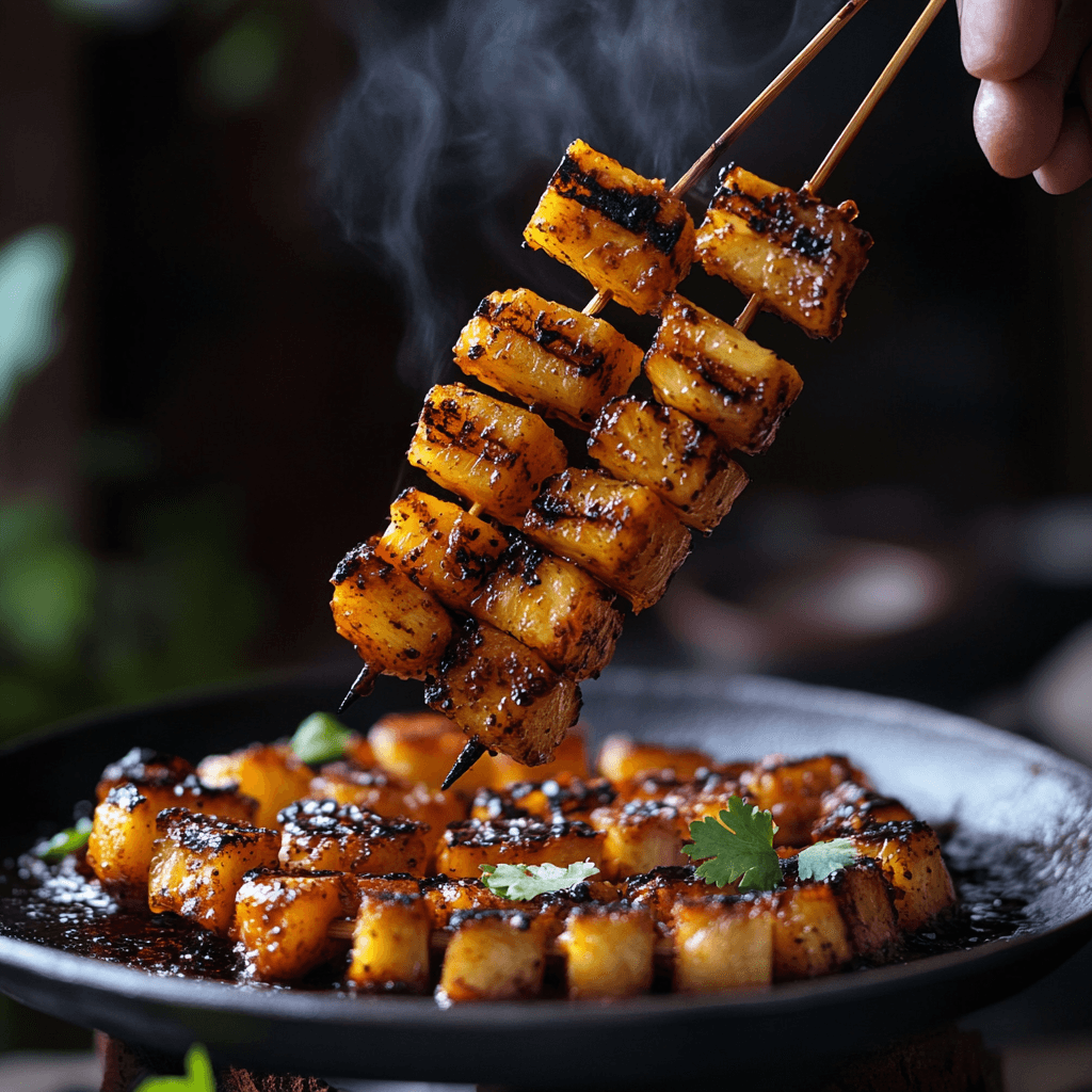 Charcoal-Grilled Pineapple Skewers