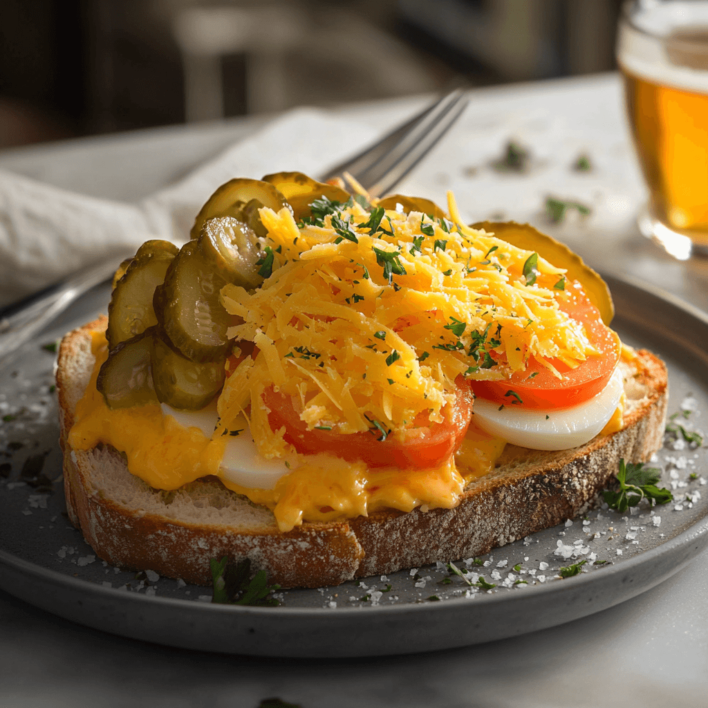 Cheddar and Pickle Open-Faced Broil