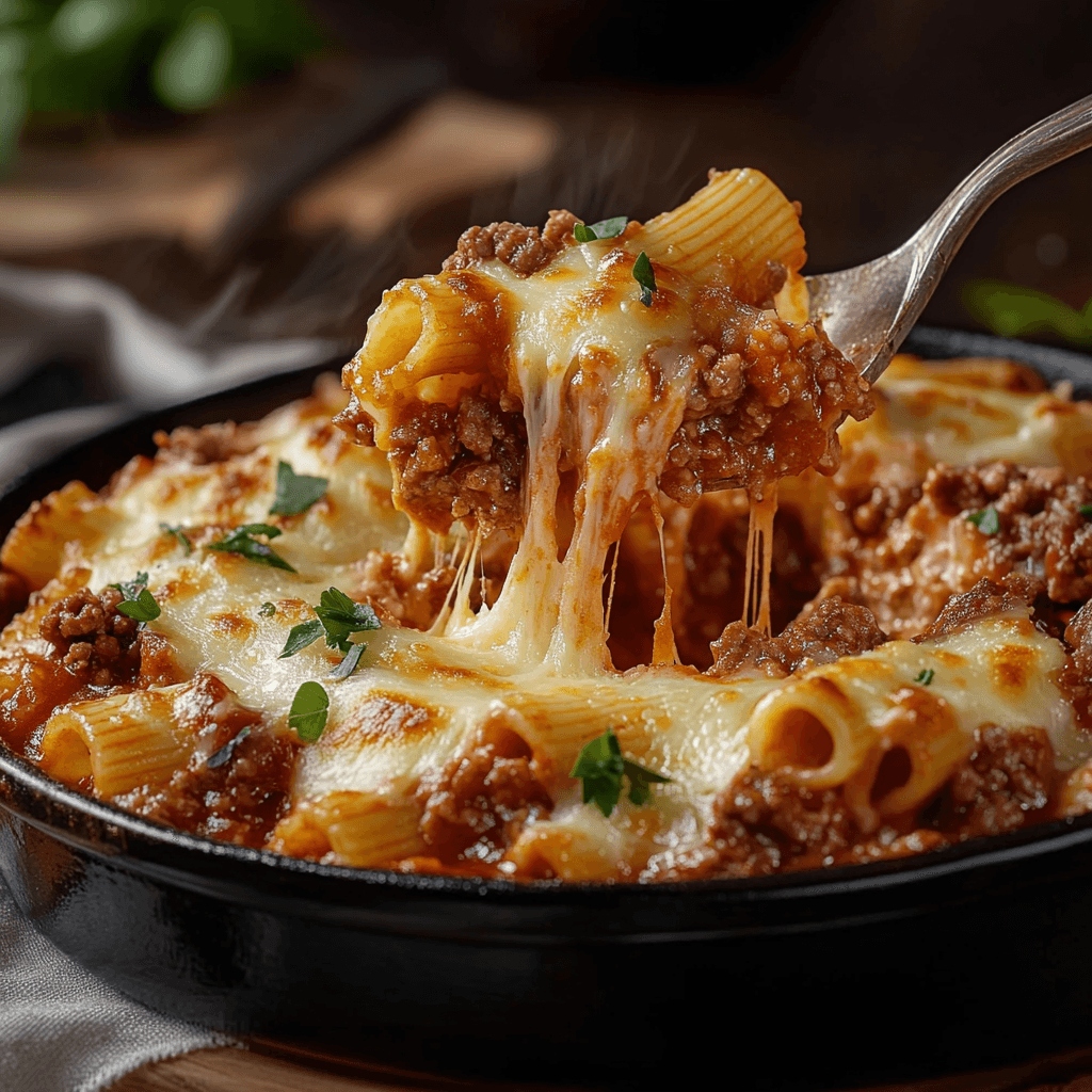 Cheesy Baked Beef and Pork Pasta