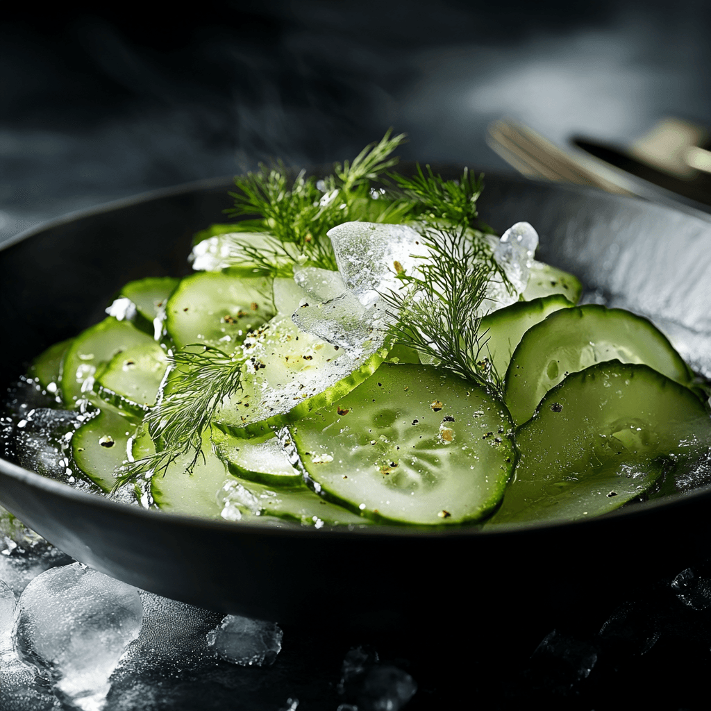Cucumber Dill Pickle Salad with Coriander Infusion