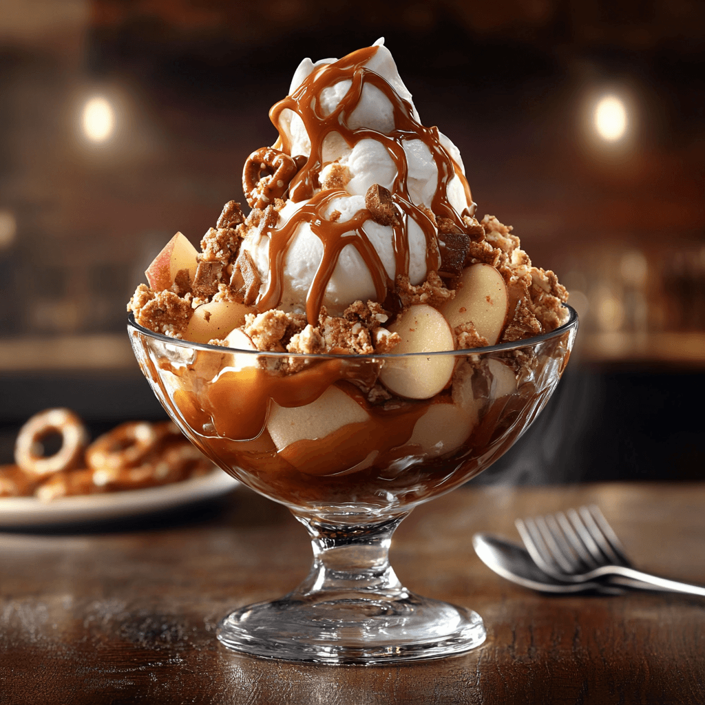 Decadent Caramel Pretzel Apple Sundae