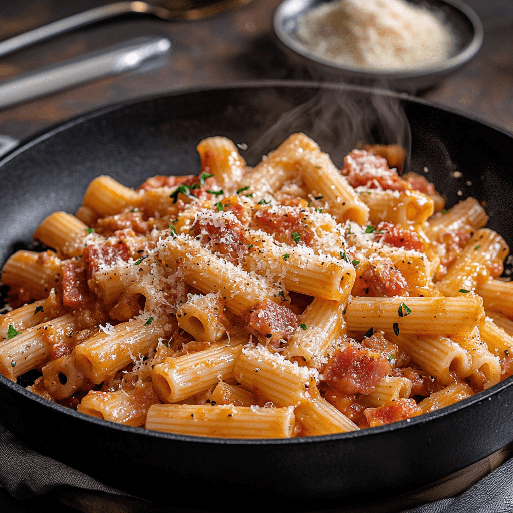 Decadent Stove-Top Vodka Tomato Pancetta Pasta