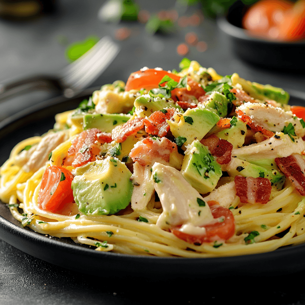 Delicious Creamy Chicken Bacon Avocado Pasta