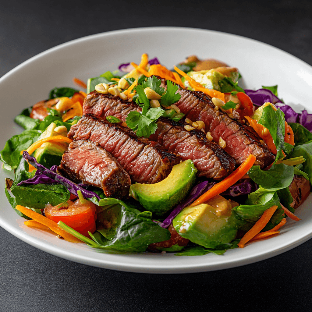 Grilled Flank Steak Salad with Spicy Peanut Dressing