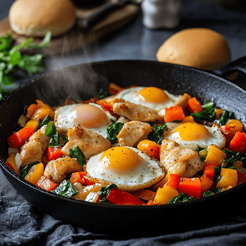 Hearty Breakfast Skillet with Chicken and Veggies
