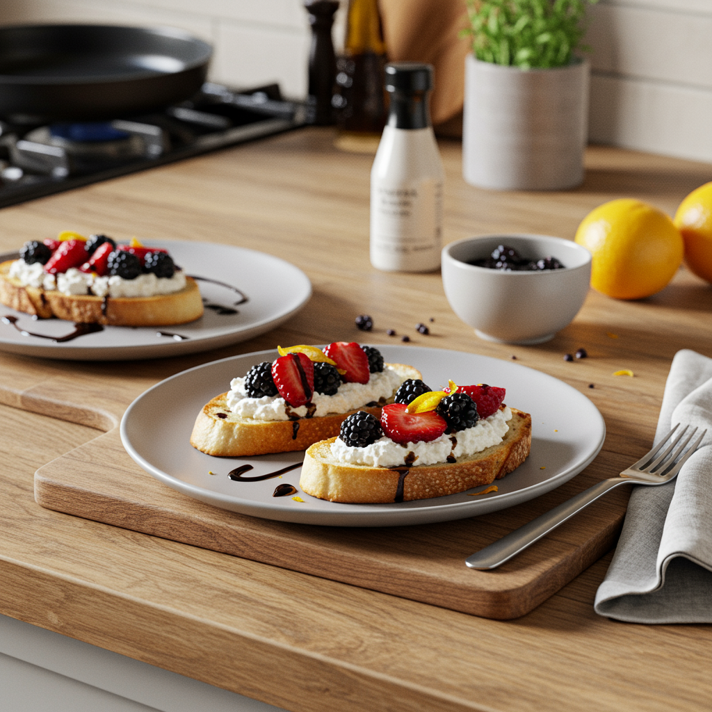 Berry & Citrus Ricotta Crostini with Balsamic Drizzle