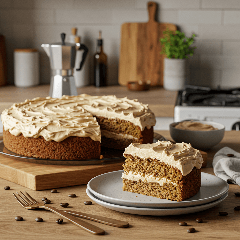 Coffee-Infused Vanilla Brown Sugar Cake with Coffee Frosting