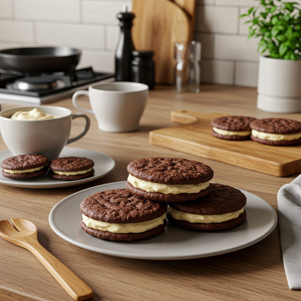 Decadent Chocolate Cookie Sandwiches with Cream Filling