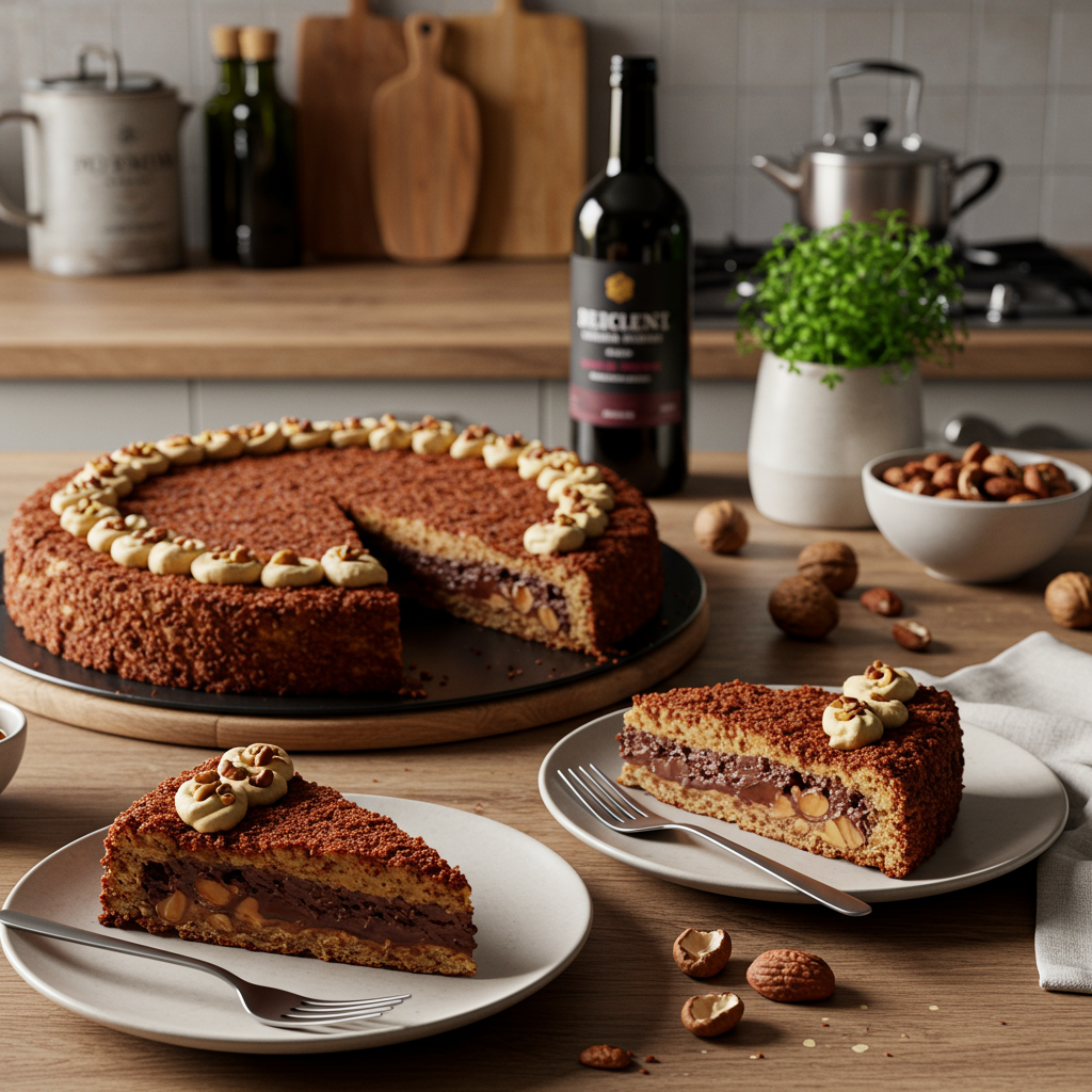 Decadent Chocolate Nut Torte with Wine Infusion