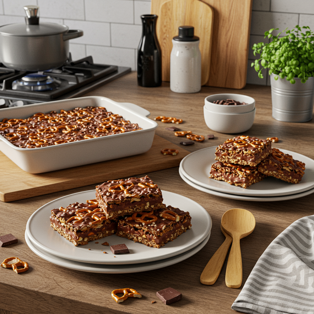Decadent Chocolate Pretzel Snack Bars