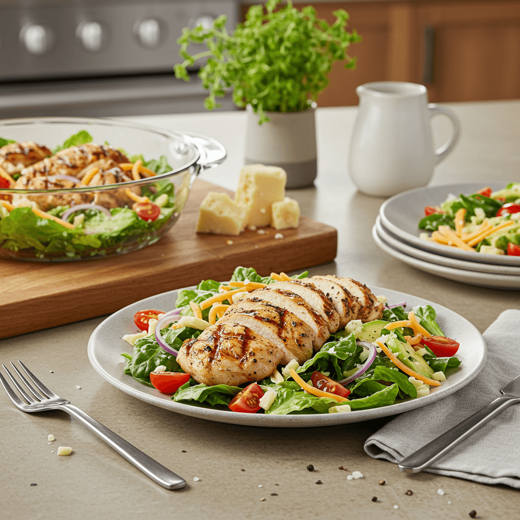 Grilled Chicken & Smoked Cheddar Salad with Herbed Buttermilk Dressing