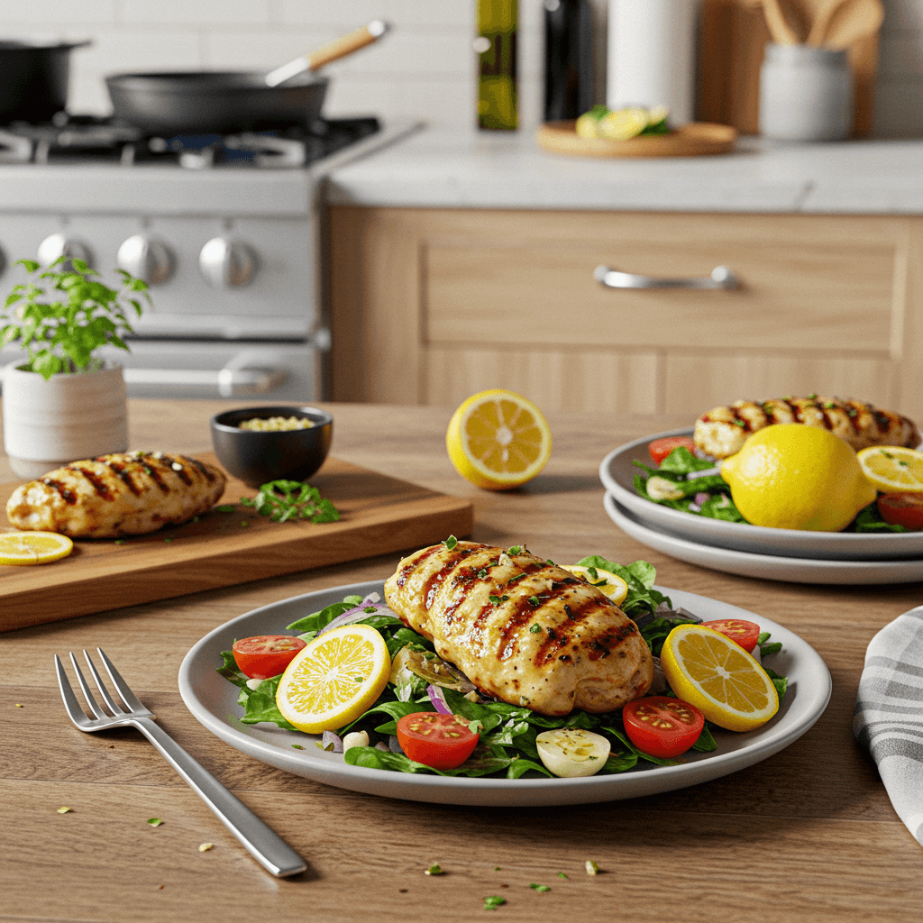 Grilled Garlic Herb Chicken with Zesty Lemon Dressing
