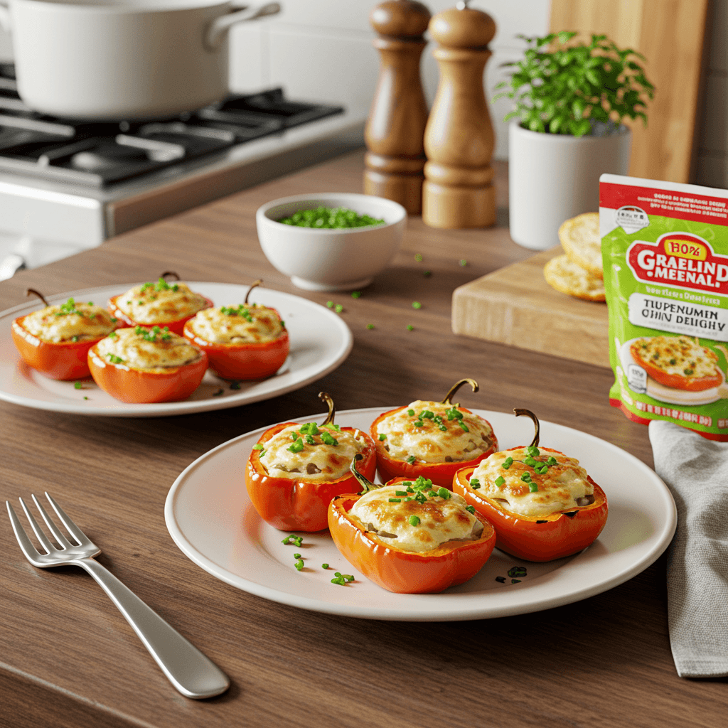 Grilled Sweet Mini Peppers Stuffed with Cheesy Chive Delight