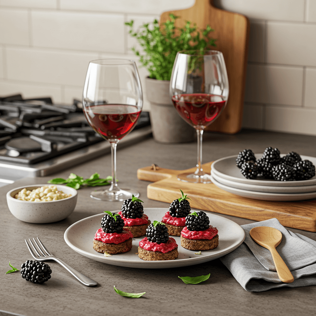 Herb-Infused Berry Sparkler with Smoky Blackberry Basil Bites