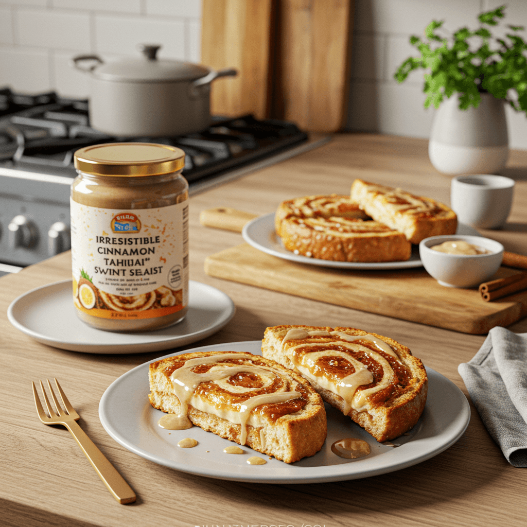 Irresistible Cinnamon Tahini Swirl Toast