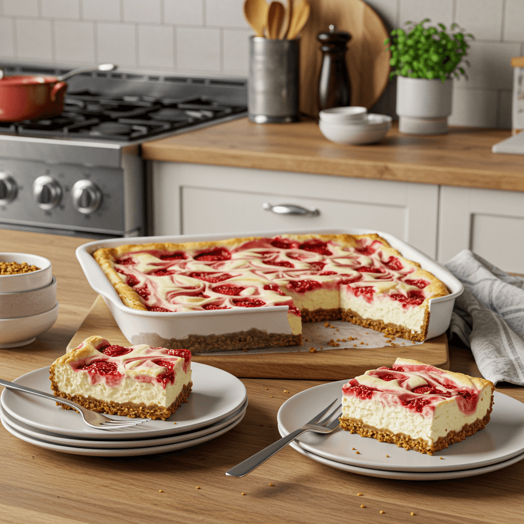 Irresistible Strawberry Swirl Cheesecake Bars