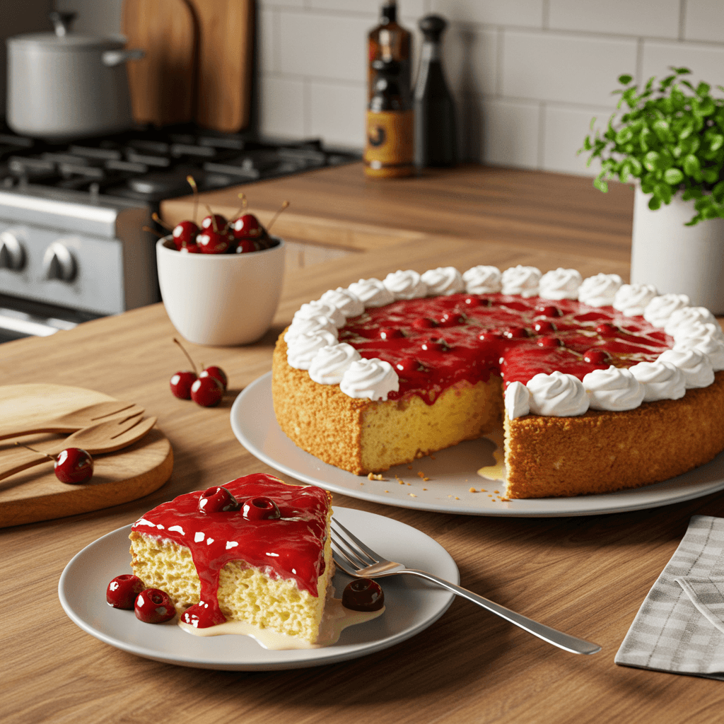Irresistible Tres Leches Cake with Cherry Topping
