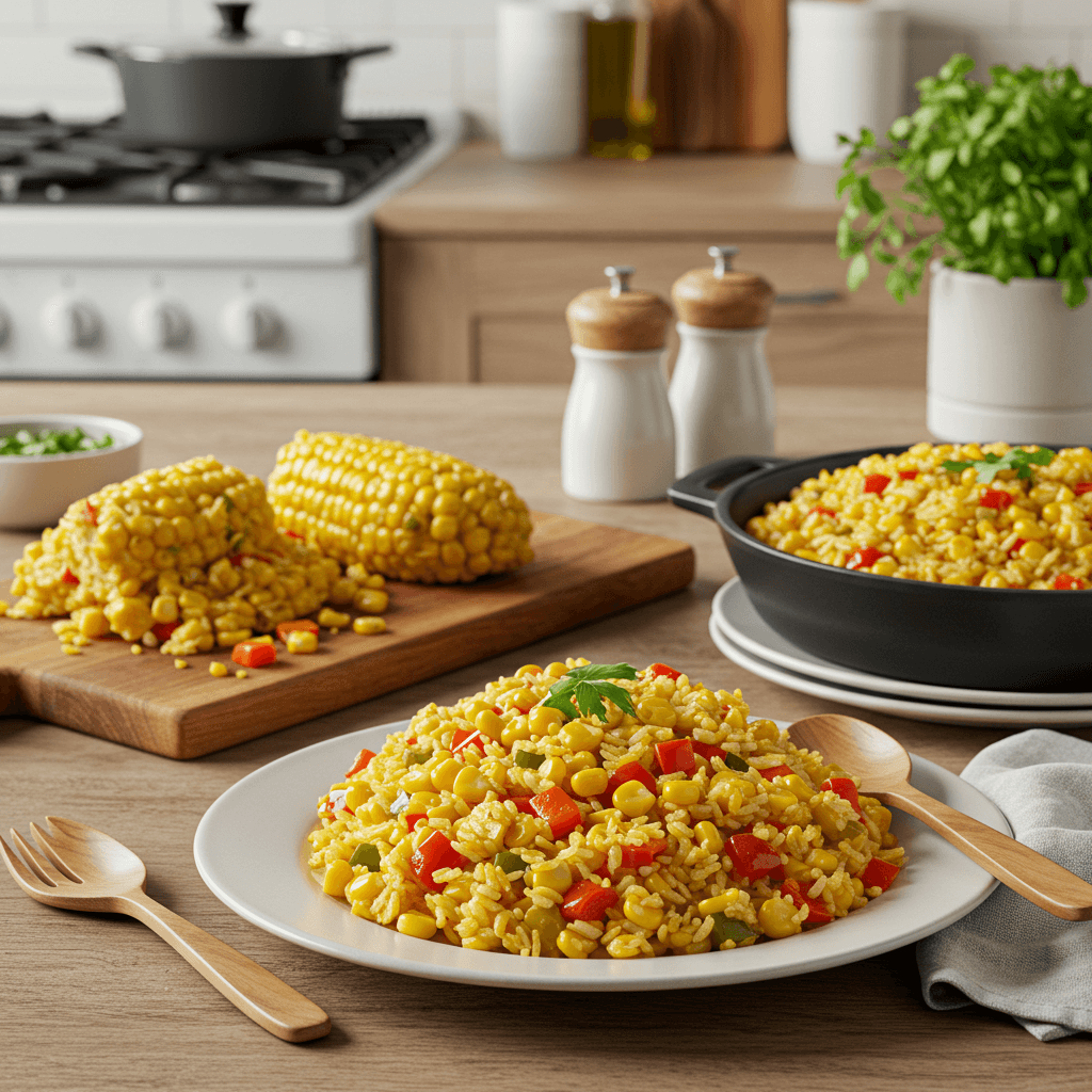 Microwave Mexican-Style Corn and Pepper Rice