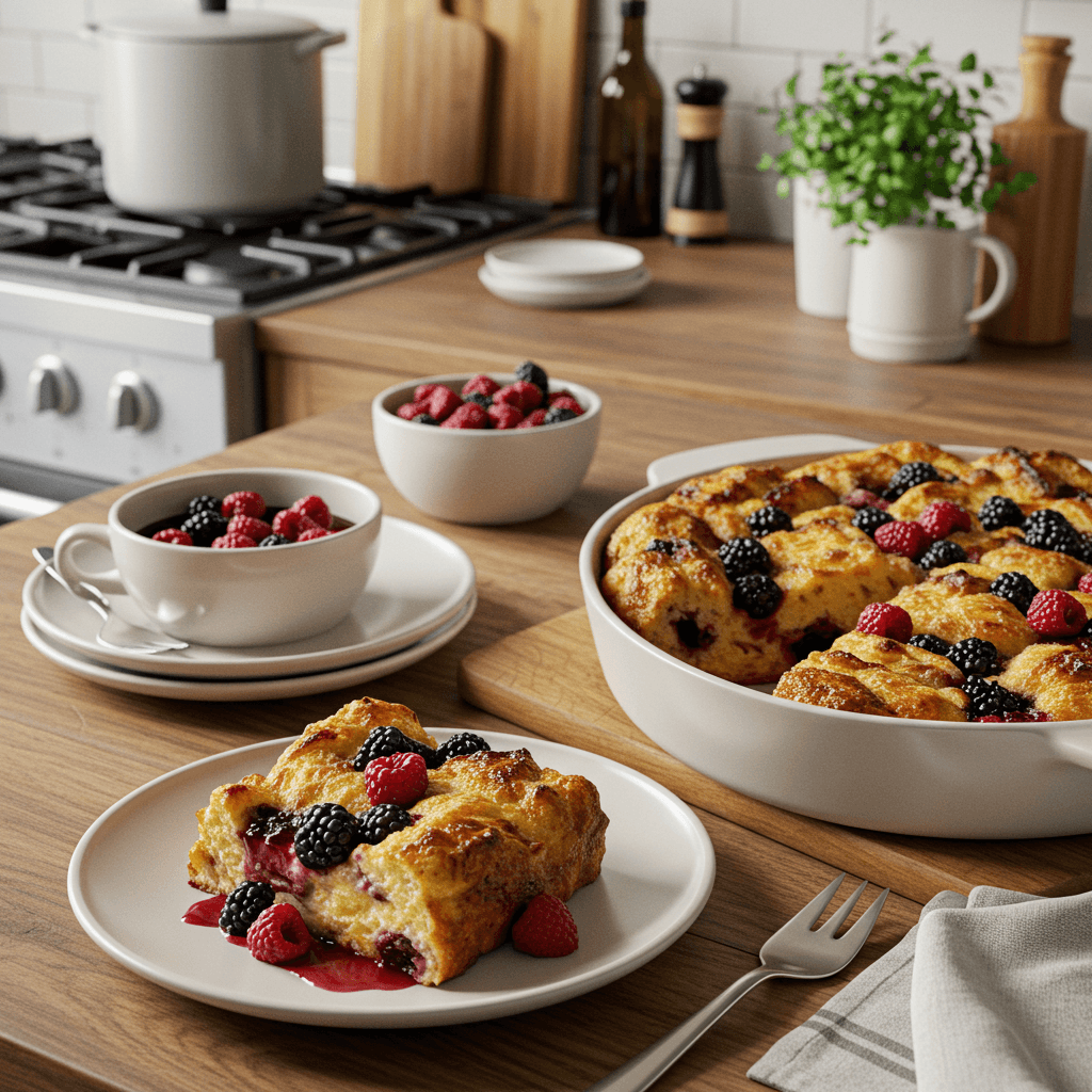 Mixed Berry Bread Pudding Delight