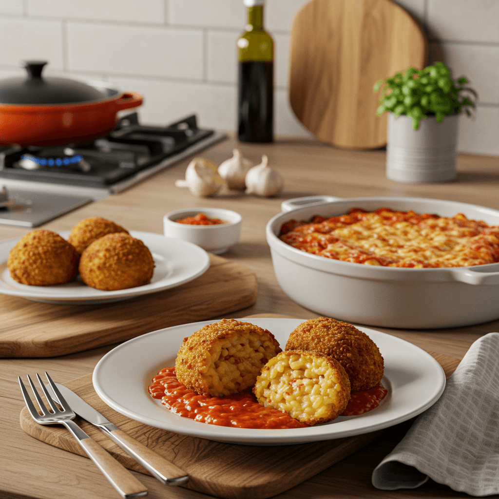 Oven-Baked Risotto Arancini with Marinara Sauce