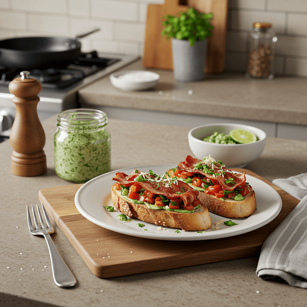 Oven-Roasted BLT Bruschetta with Herb-Garlic Aioli