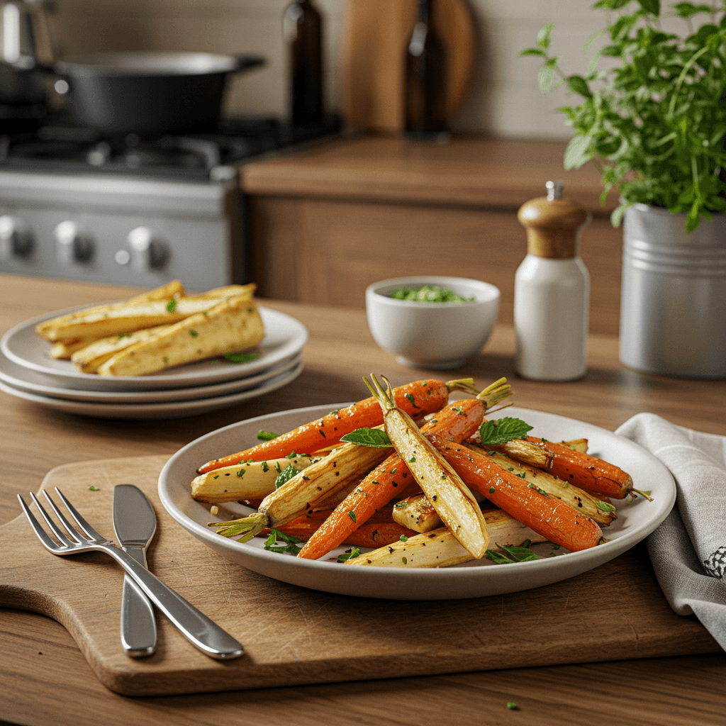 Oven-Roasted Carrots and Parsnips with Mint Infusion