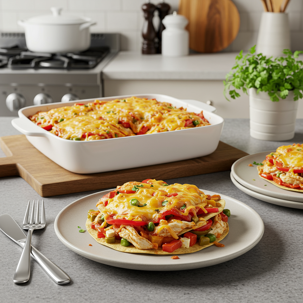 Oven-Roasted Chicken Fajita Bake with Spicy Pepper Jack