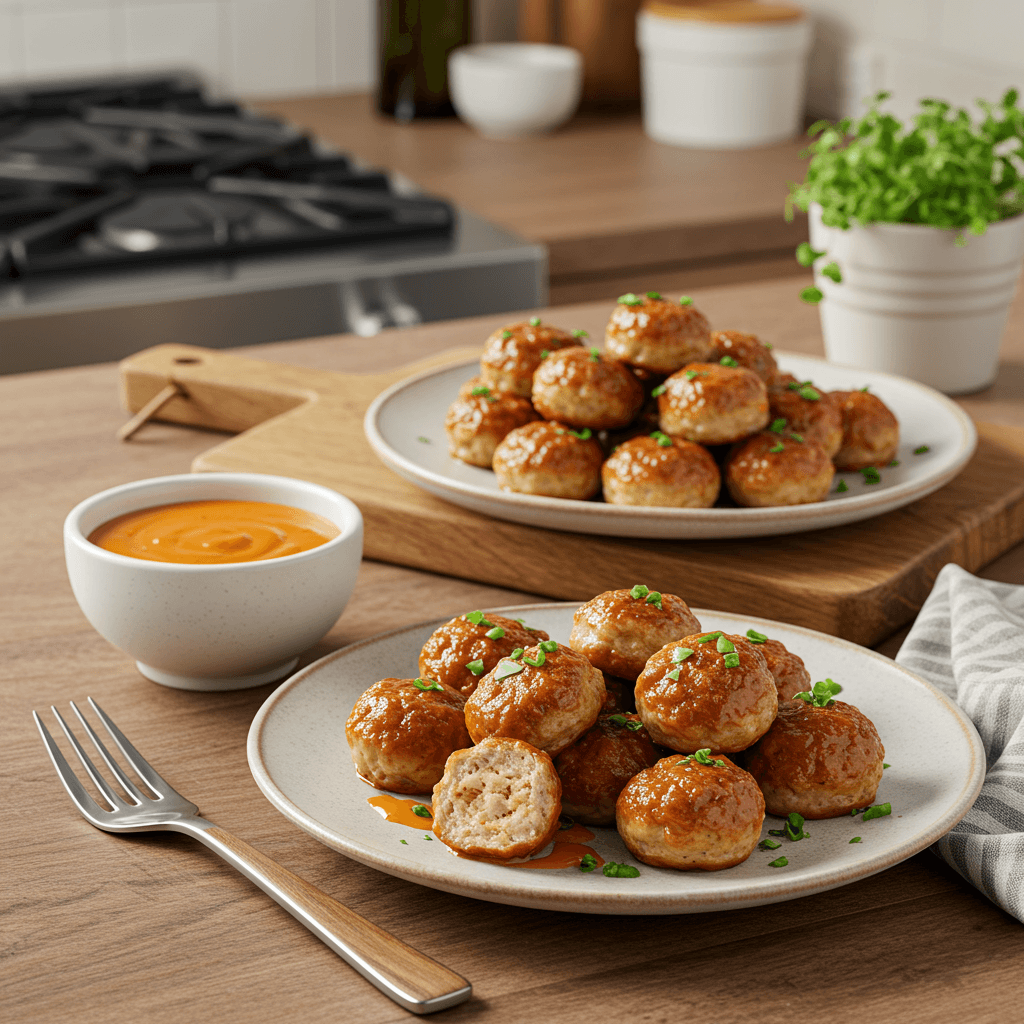 Oven-Roasted Dijon Chicken Sausage Bites with Tangy Dipping Sauce