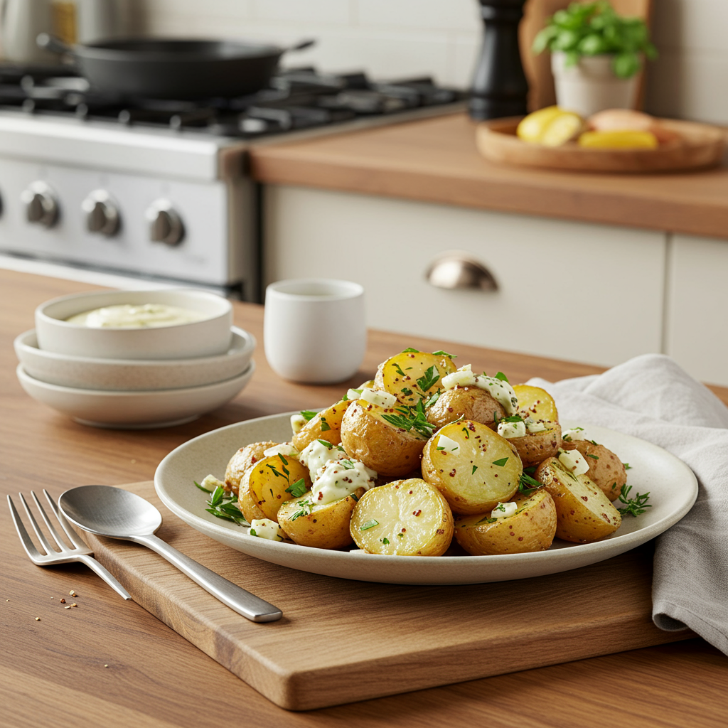 Oven-Roasted Herb Potato Salad with Creamy Mustard Dressing